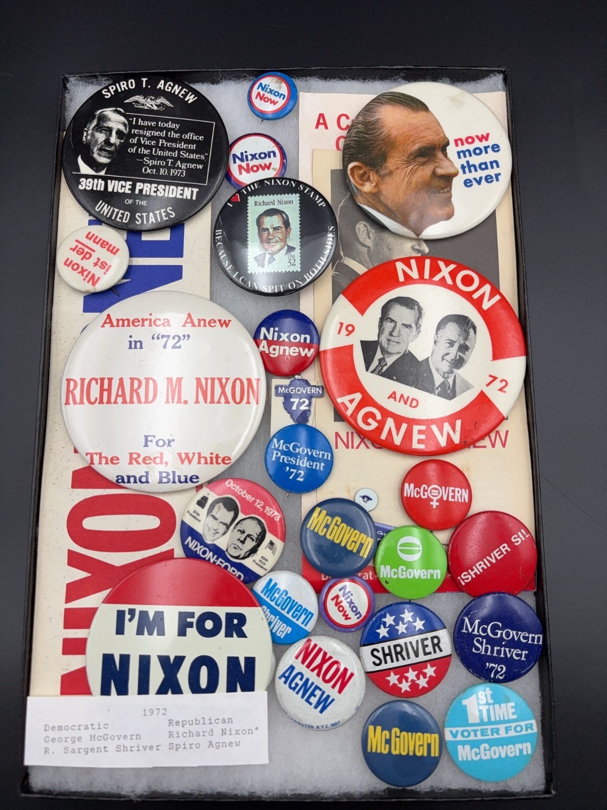 1972 Nixon-Agnew vs McGovern Presidential Campaign Button Collection