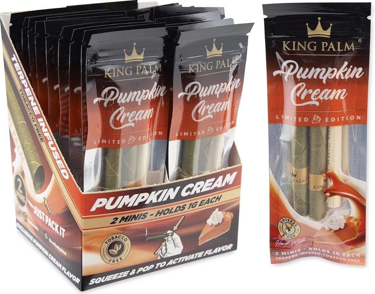 King Palm | Mini | Pumpkin Cream | Palm Leaf Rolls | 20 Packs of 2 Each =40Rolls