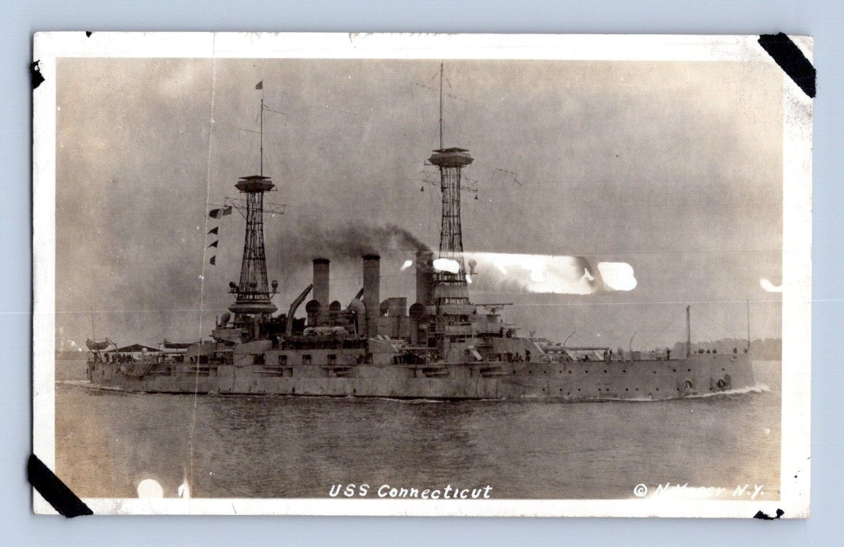 RPPC 1918. WWI USS CONNECTICUT POSTCARD A2