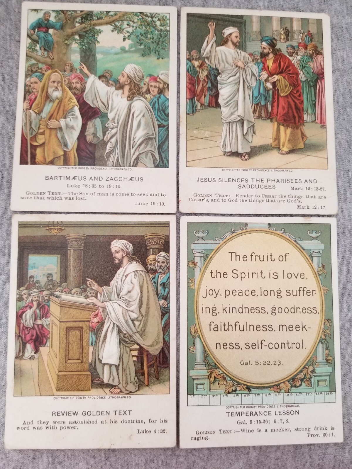 4 Westminster Lesson Cards September 1906 Jesus Silences the Pharisees