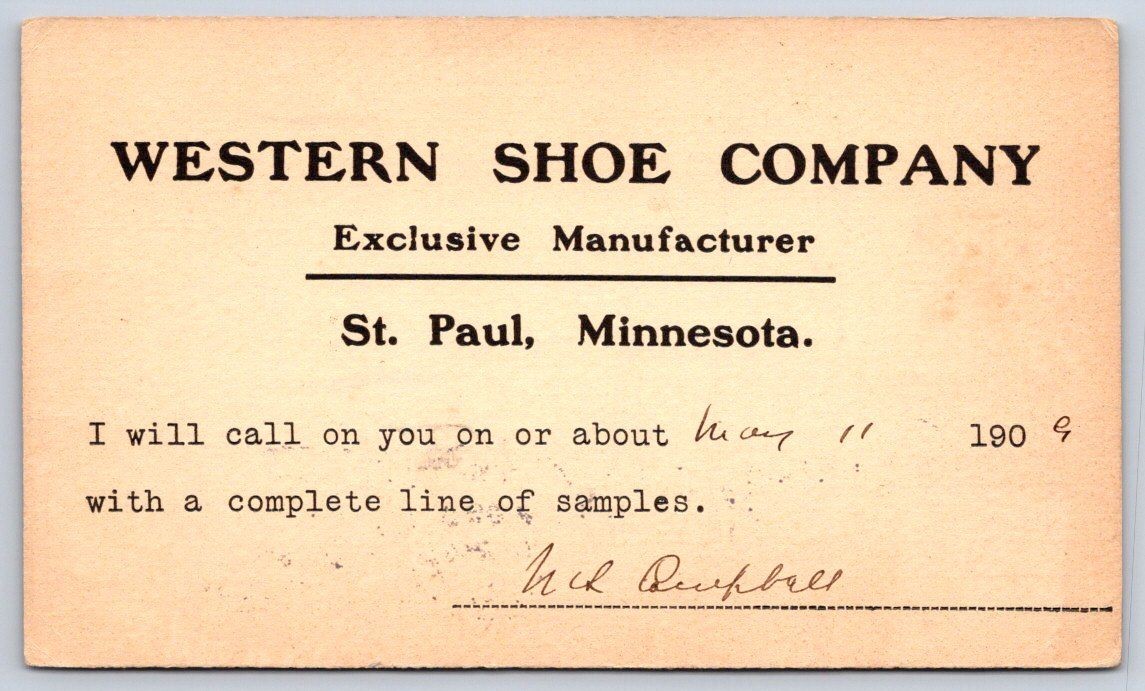 Antique Western Shoe Company Advertising Advance Notice 1909