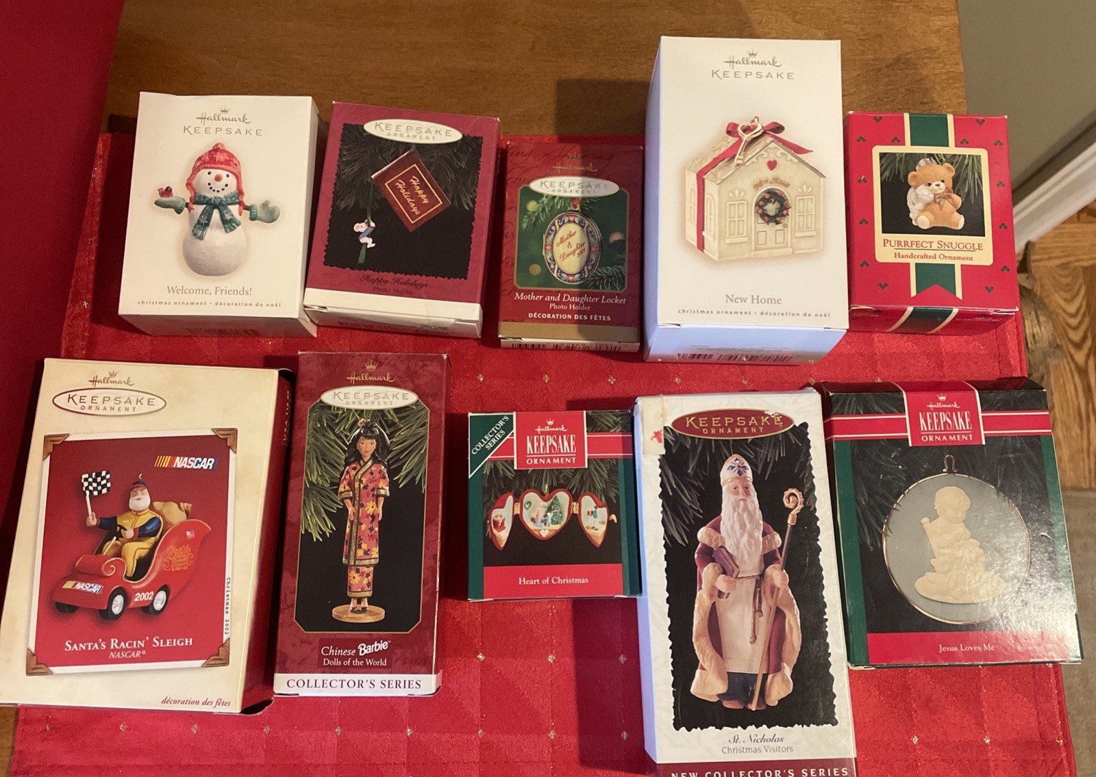 Vintage Lot Of 10 Hallmark Keepsake Hanging Ornaments + Boxes 1992-2007 Assorted