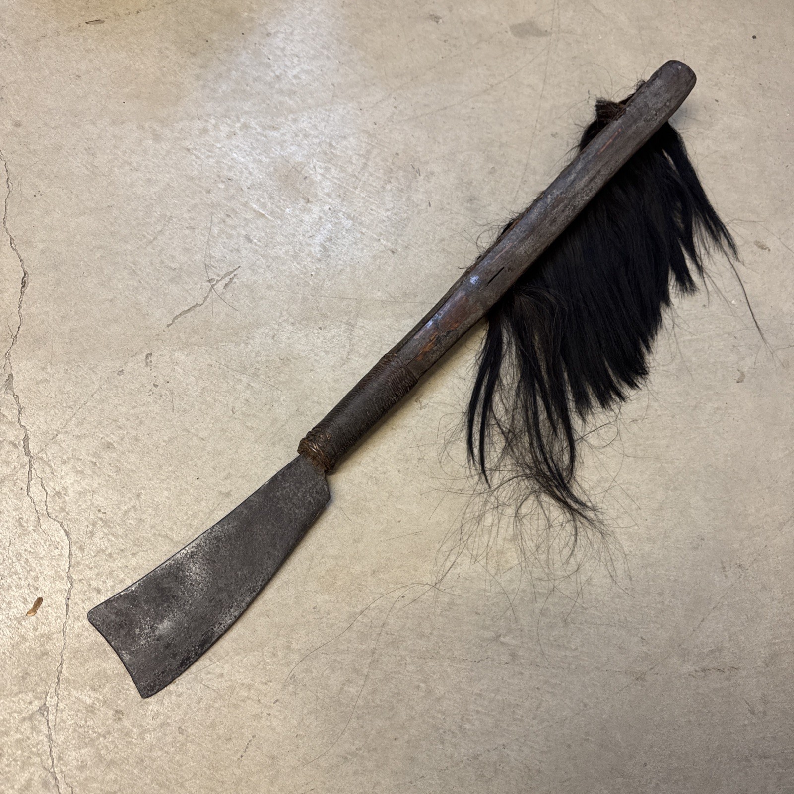 Antique 1890 Naga Tribal Dao Headhunter's Axe Sword Battle Weapon W Hair 28” Antique 1890 Naga Tribal Dao Headhunter's Axe Sword Battle Weapon W Hair 28”