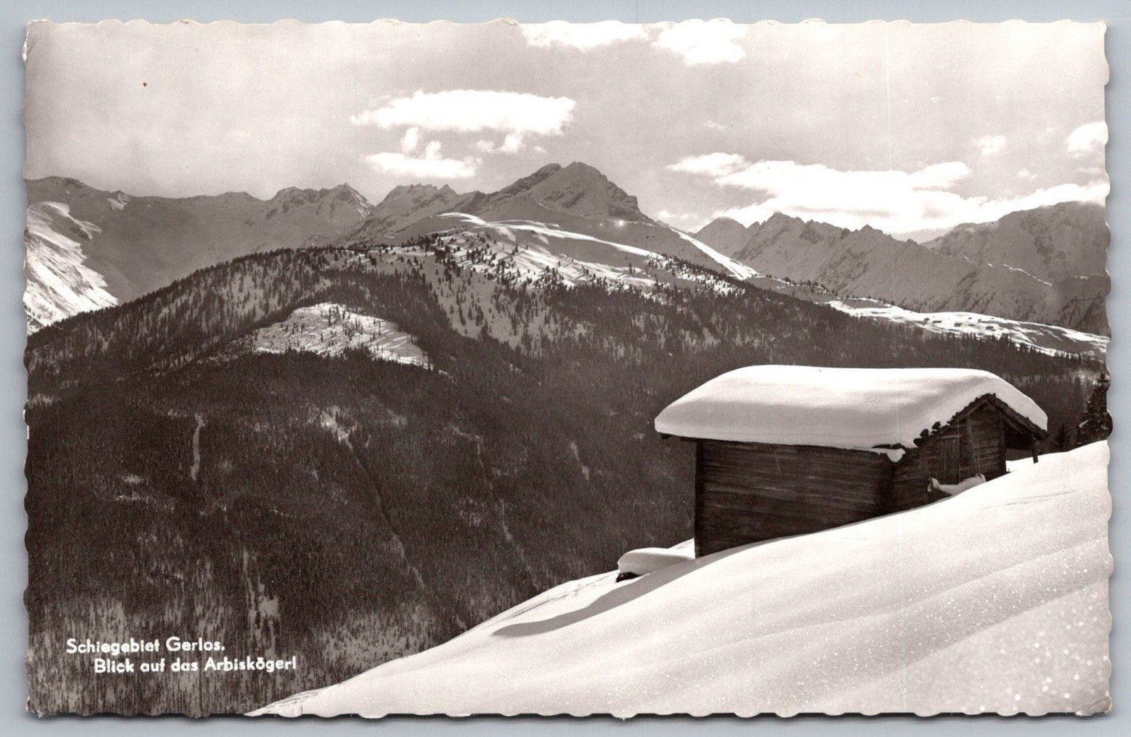 Alps Snowy Cabin View Gerlos Arbisbögler Austria Real Photo RPPC
