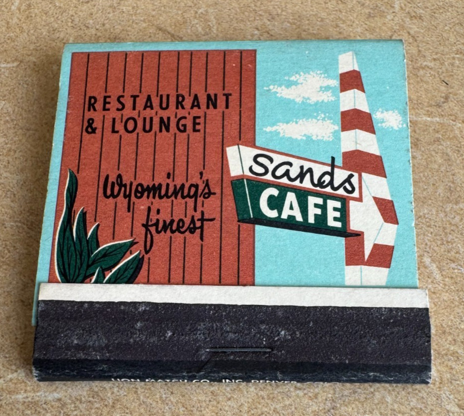The Sands Cafe, Rock Springs WY Matchbook, Vintage, 30 Printed Sticks; Nice