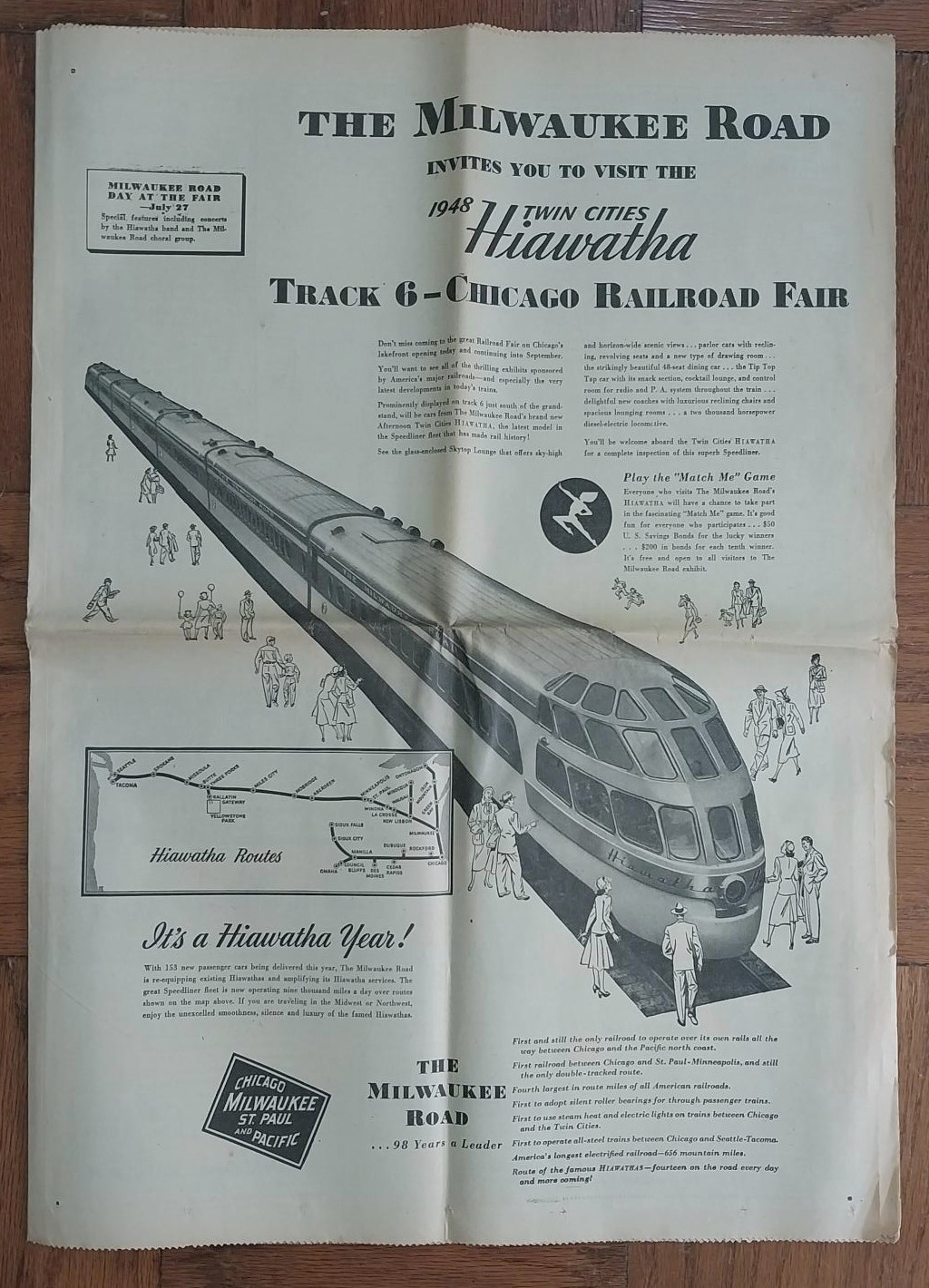 Original July 1948 Chicago Tribune Railroad Fair 12-page Section ads articles