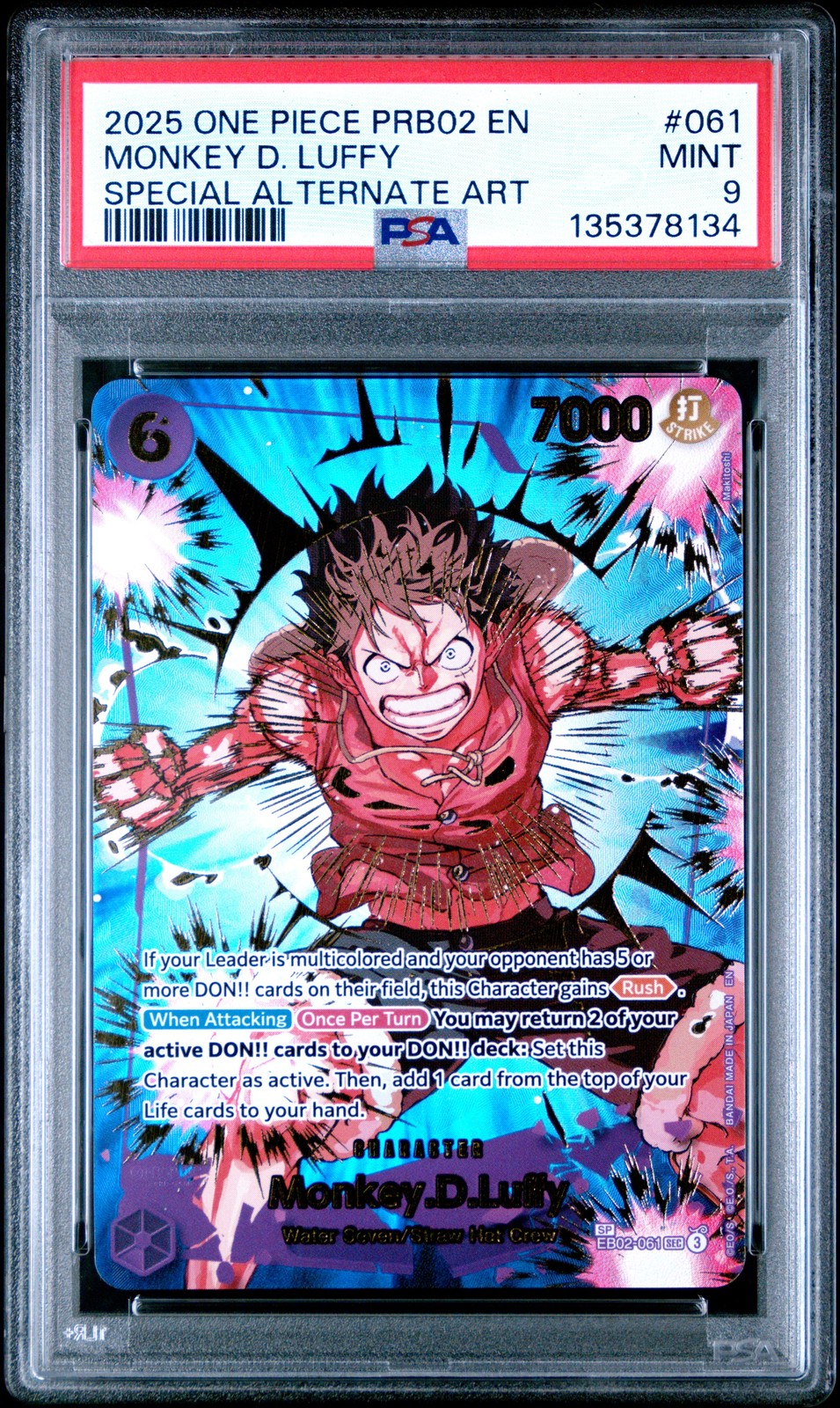 2025 SPECIAL ALTERNATE ART 061 MONKEY D LUFFY PSA 9 G2U