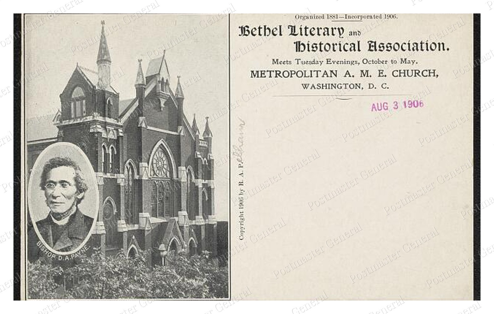 Washington D.C. Metropolitan AME Church Standard Postcard COPY RPPC