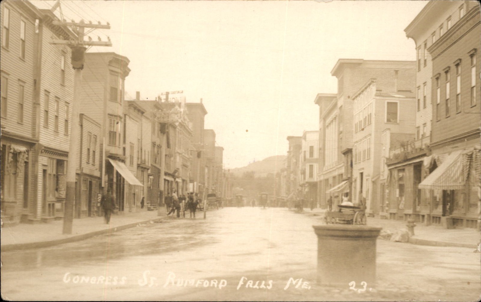 Rumford Falls ME Street Scene Congress St. c1910s Real Photo Vintage Postcard