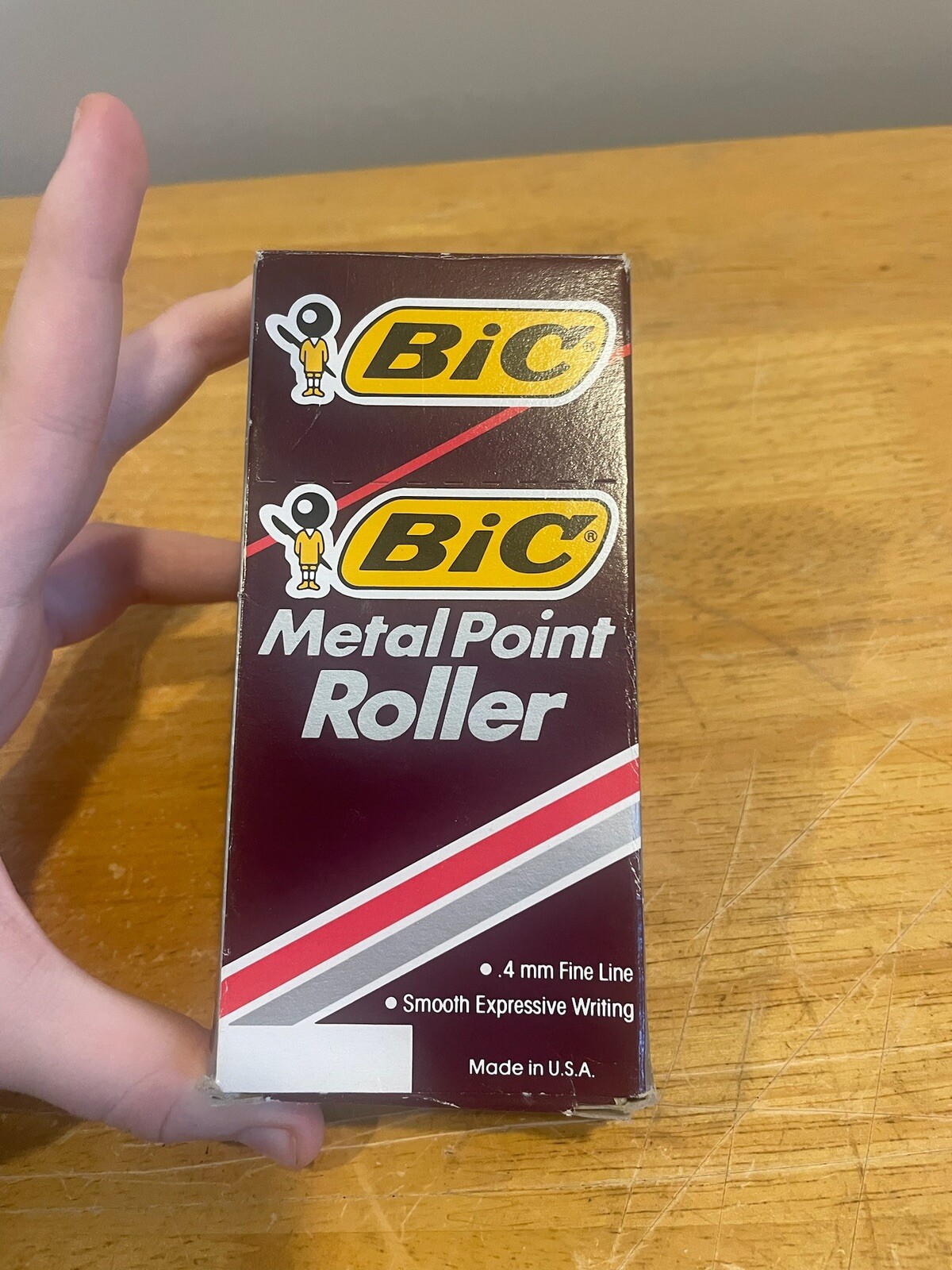 Vintage Bic Metal Point Roller  12 Pens 1991 Black Ink .4mm Fine Line NOS