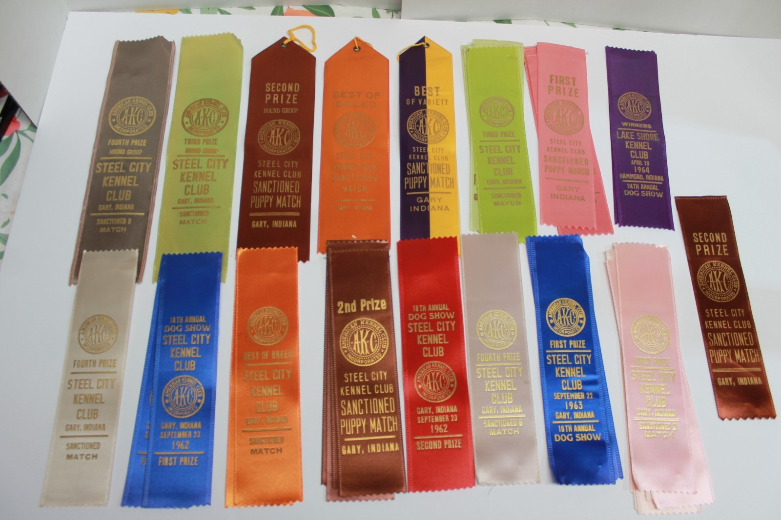 39 Various Vintage Steel City Kennel Club Ribbons