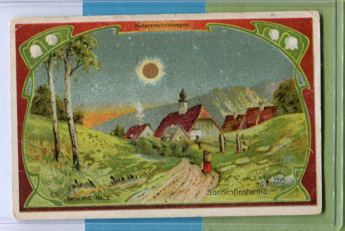 1912 HOLFLEINER EDEL MARGARINE ADVERTIZING CARD SERIE 652 #2 SONNEAFINSTERNIS