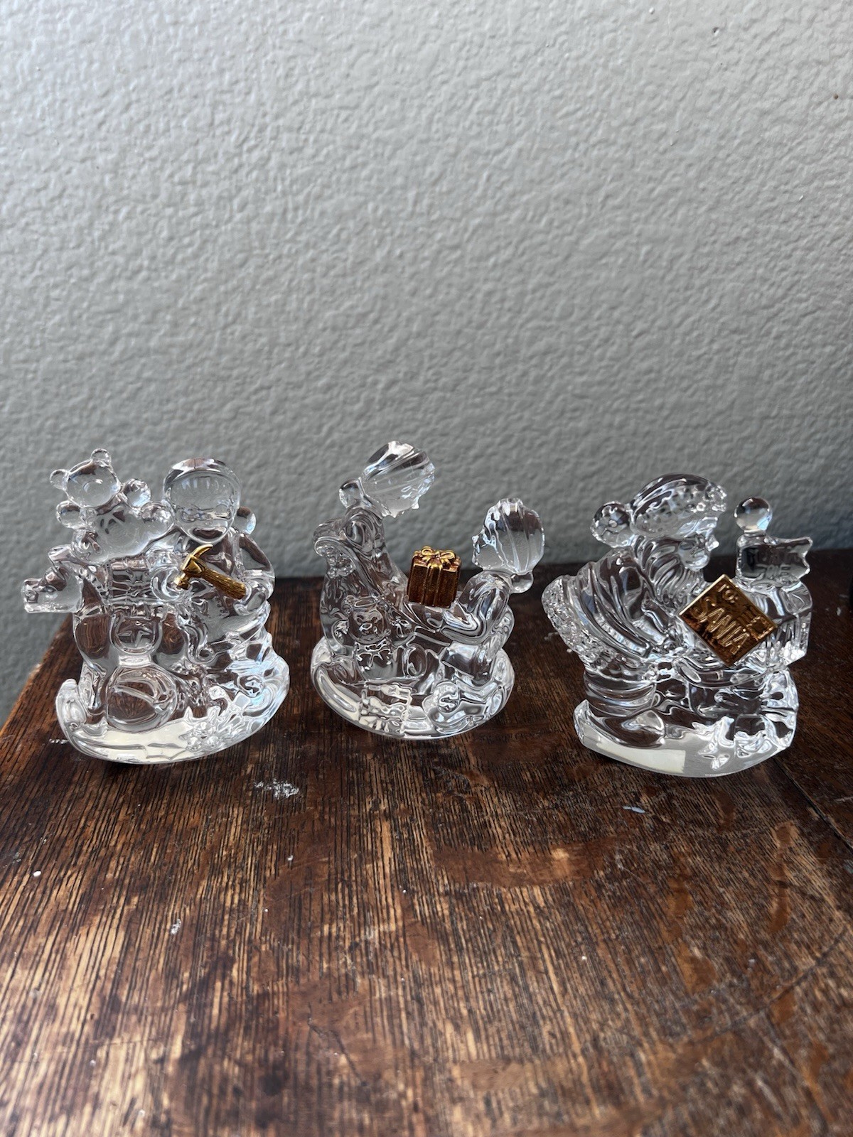 Marquis Waterford Crystal Paperweights “Santa Claus Is Coming To Town” Set Of 3