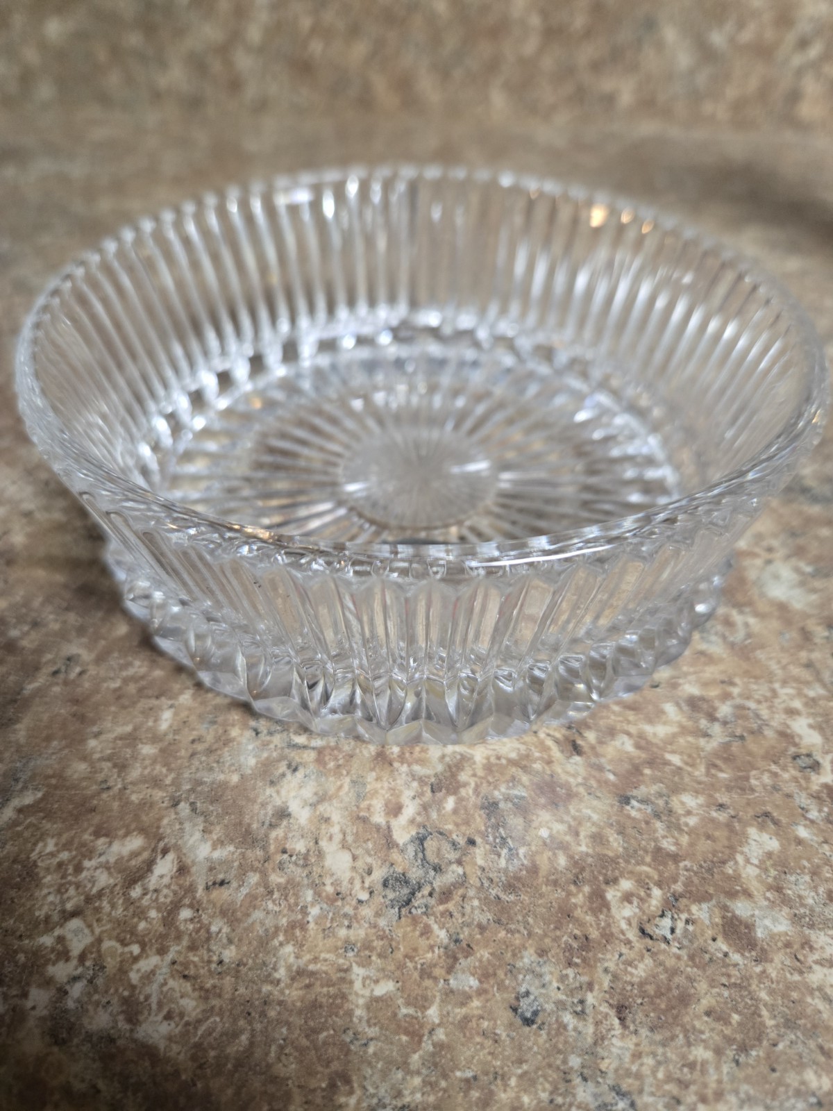 Vintage 1978 Avon Fostoria Crystal Candy Dish Clear Glass Starburst Floral Bowl