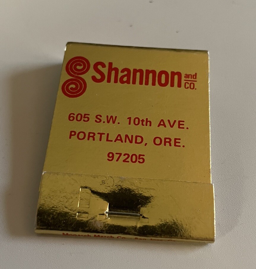 Vtg Shannon Drafting Surveying Reprographic Portland, OR Matchbook Full Unstruck