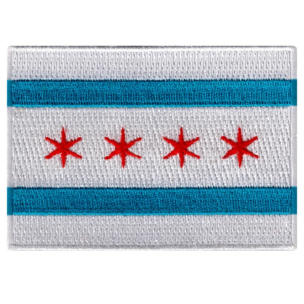 CHICAGO FLAG PATCH EMBLEM embroidered iron-on ILLINOIS COOK COUNTY SECOND CITY CHICAGO FLAG PATCH EMBLEM embroidered iron-on ILLINOIS COOK COUNTY SECOND CITY