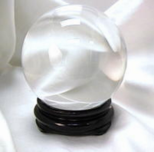FAST SHIP * BIG AND HEAVY * CLEAR REAL QUARTZ CRYSTAL BALL * 4 INCH w STAND