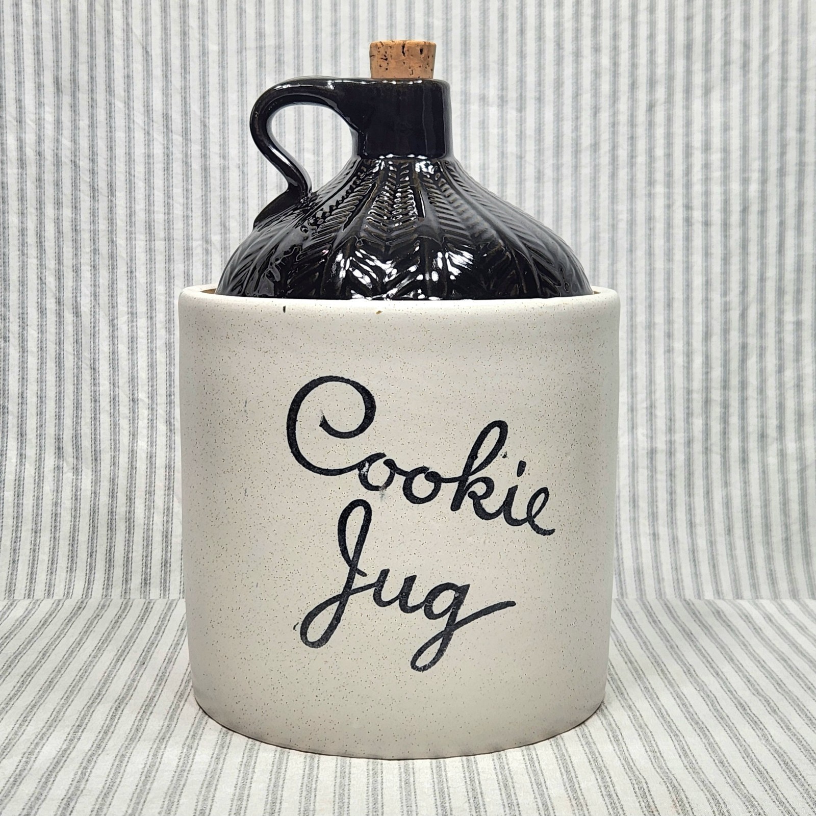 Vintage Cookie Jar Whiskey Crock Jug, Stoneware - Monmouth Pottery (1930s-1950s)