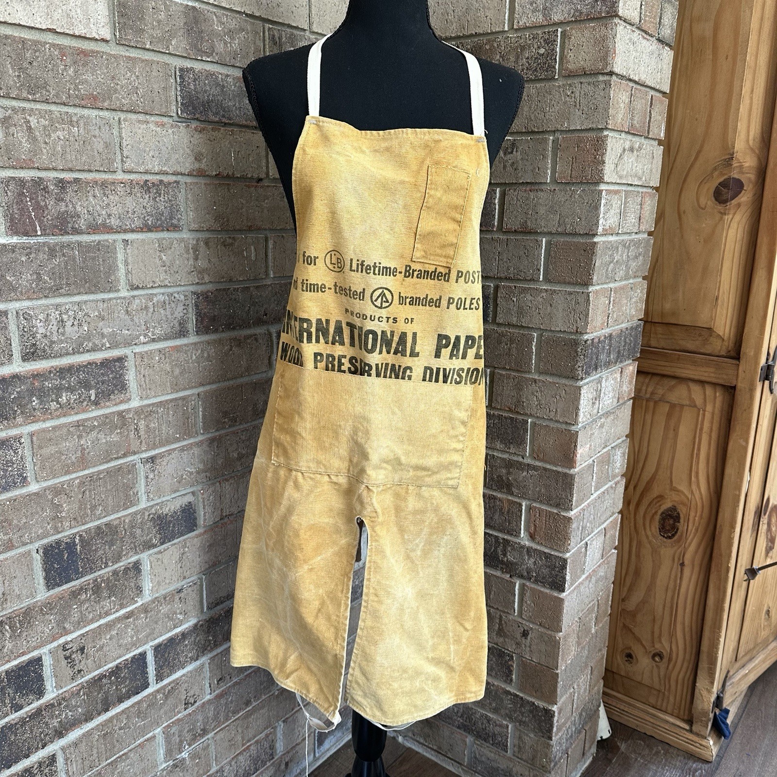 Vintage 1940s International Paper Wood Preserving Division Canvas Apron C826