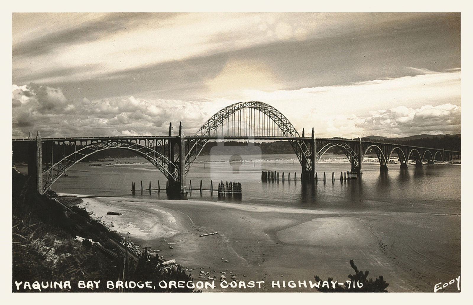 Yaquina Bay Bridge, Oregon Coast Highway  RPPC Photo Postcard Copy