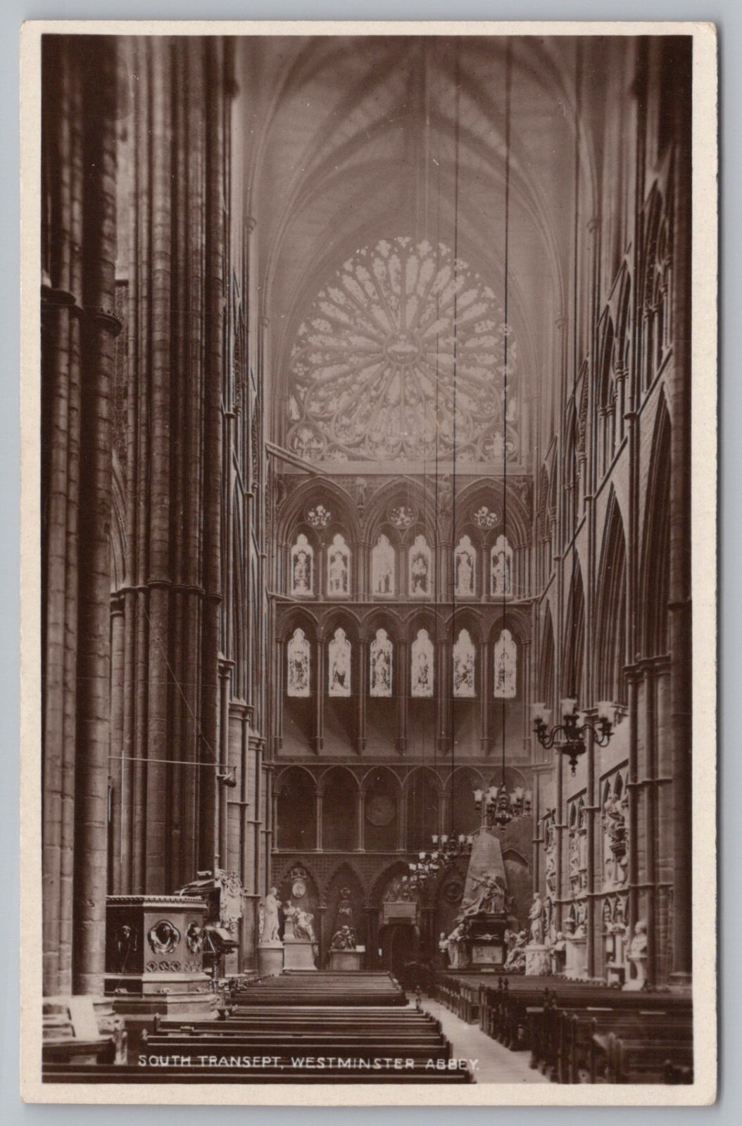Interior South Transept Westminster Abbey London England RPPC Postcard TS-16A