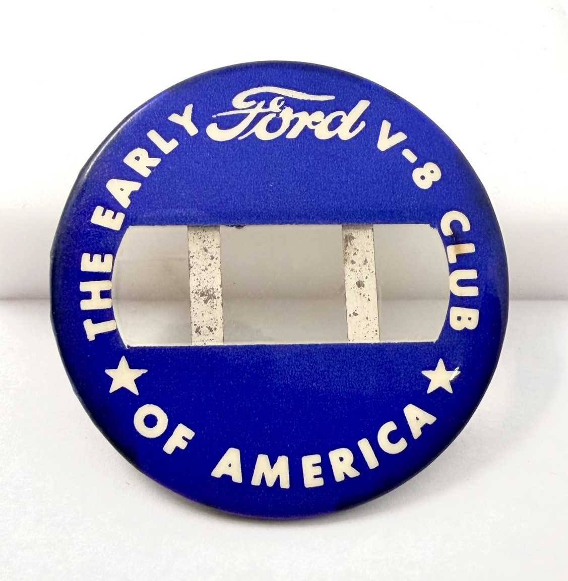 Vintage 1970s Early Ford V-8 Club Meet Pinback Button Blank Name Tag