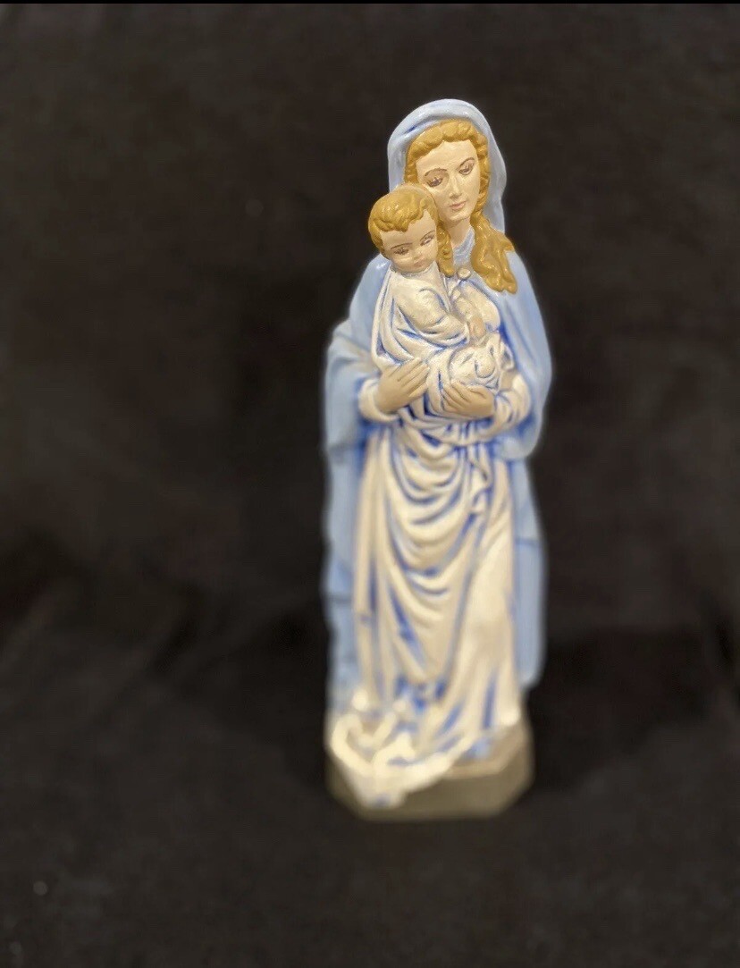 Pre Owned Handpainted MADONNA WITH CHILD Ceramic Statue/Figure