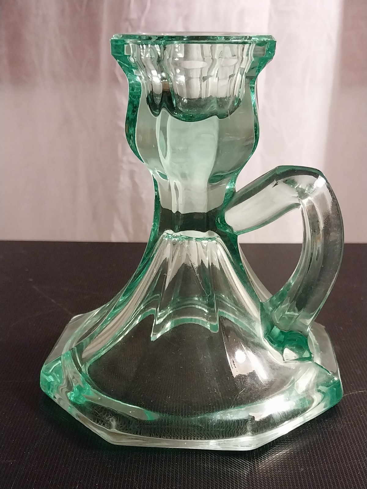 Kemple Paneled #210 Uranium Candleholder Vintage 