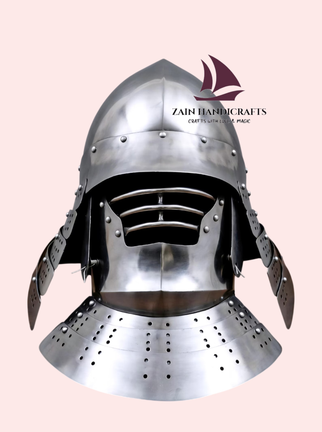 ZAIN Japanese Samurai Warrior Helmet 18Gauge Steel SCA Armor Helmet Cosplay Larp