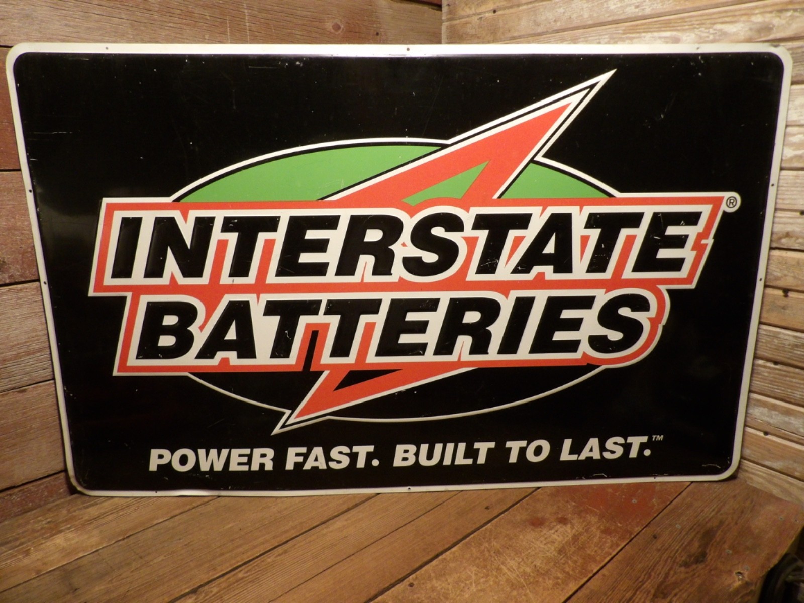 Vintage Aluminum Embossed Interstate Batteries Sign 48\
