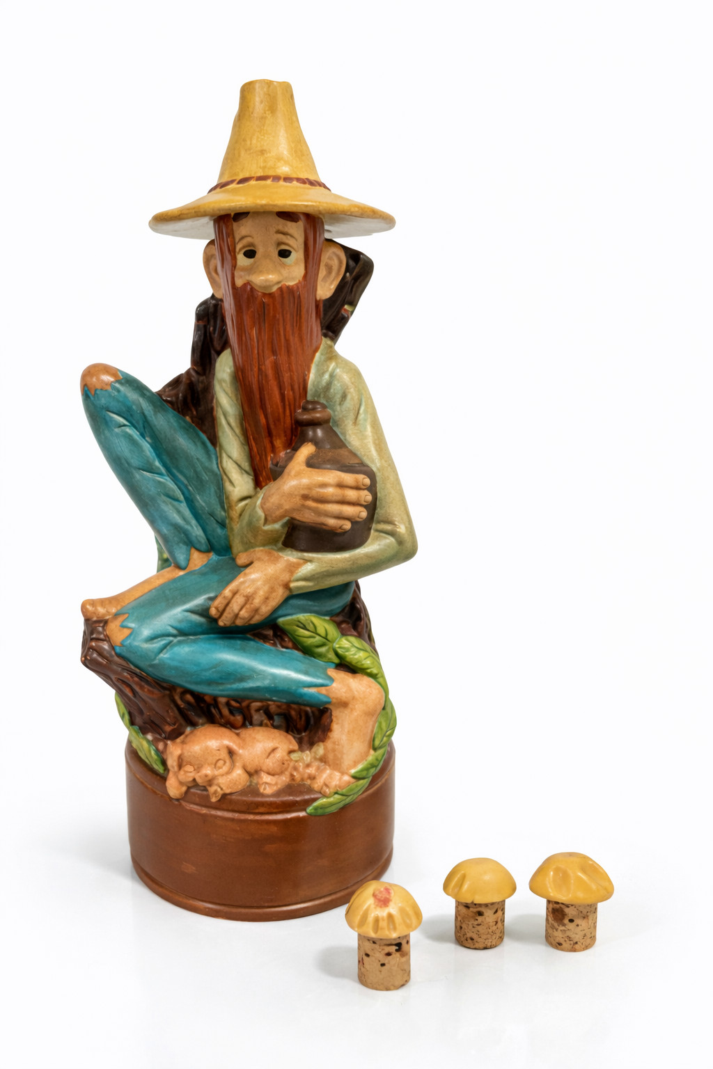 Vintage Alberta’s Mold Hillbilly Decanter Figurine Hand Painted w/ Hat Stopper