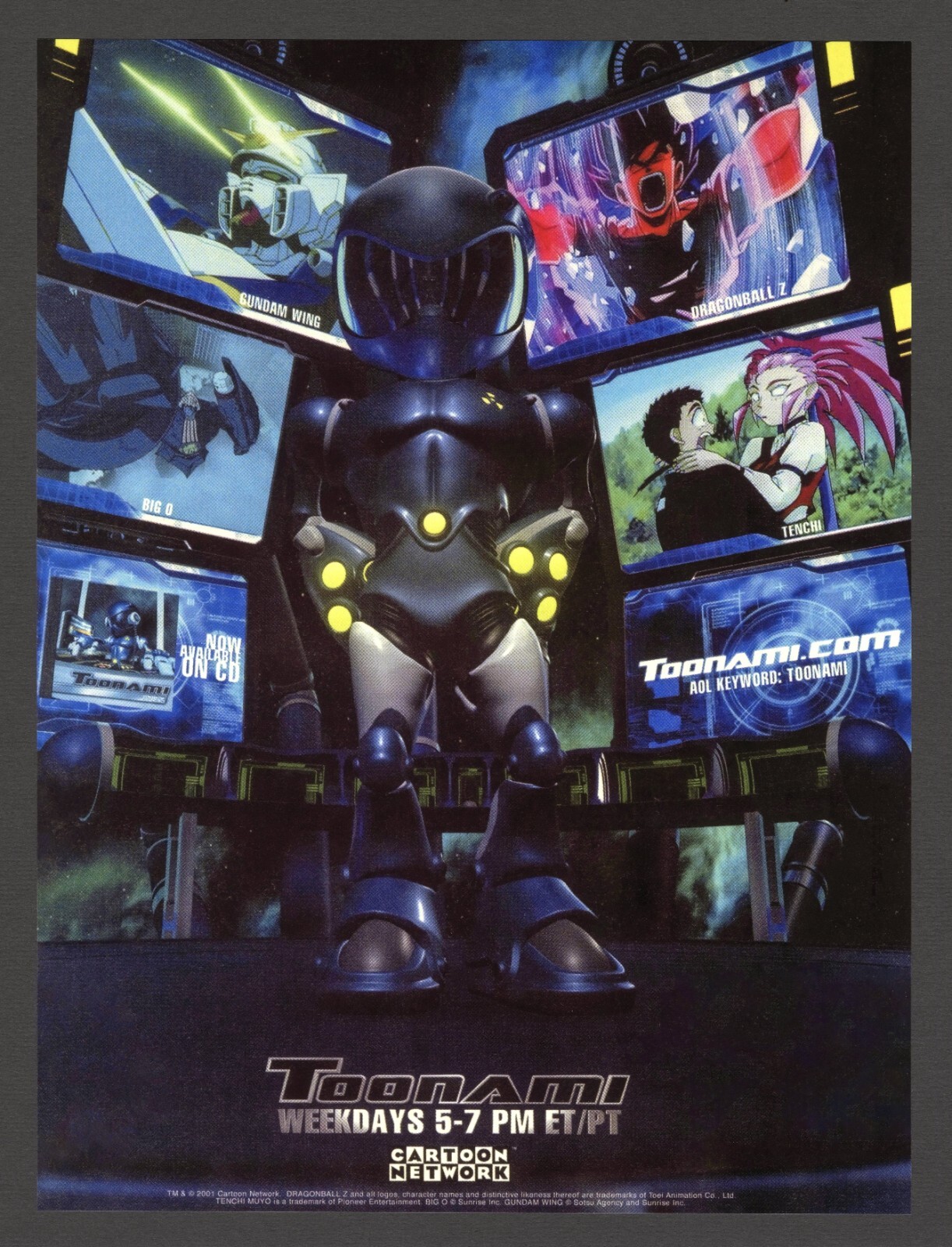 TOONAMI 2001 Gundam Wing Dragon Ball Z DBZ Tenchi Muyo Promo Ad Art Print Poster TOONAMI 2001 Gundam Wing Dragon Ball Z DBZ Tenchi Muyo Promo Ad Art Print Poster