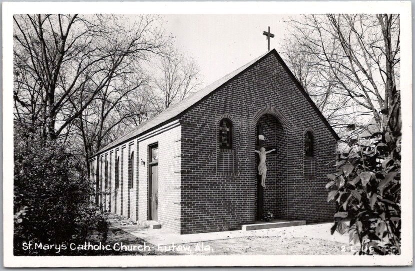 EUTAW, Alabama RPPC Postcard ST. MARY\'S CATHOLIC CHURCH / Cline Photo #2-L-116