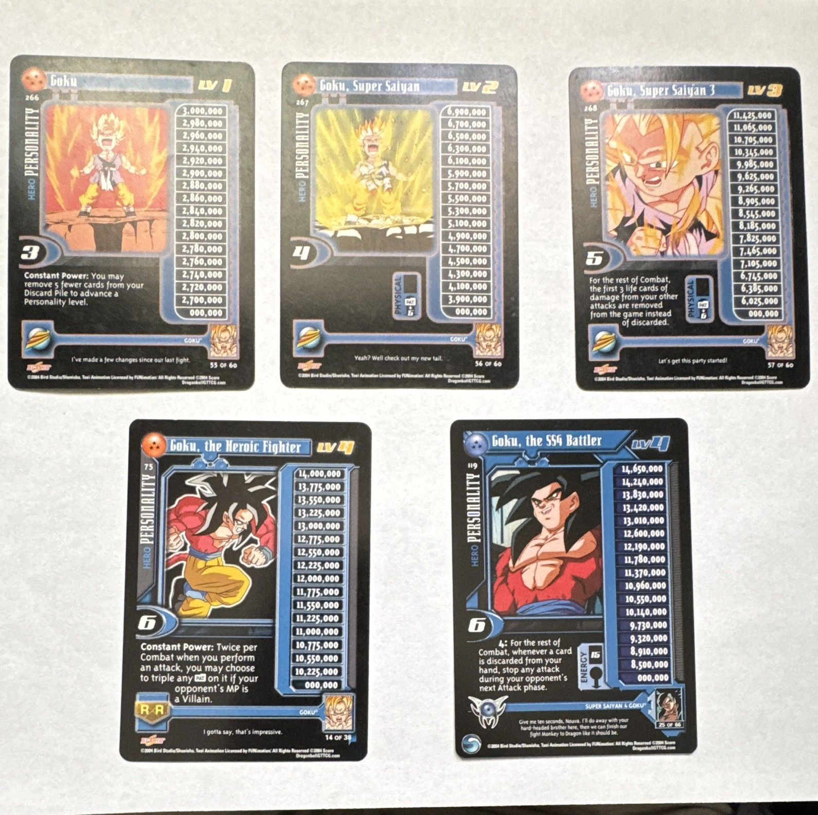 Score Dragon Ball GT 2003 Goku Lot 5 Cards #266 #267 #268 #75 English