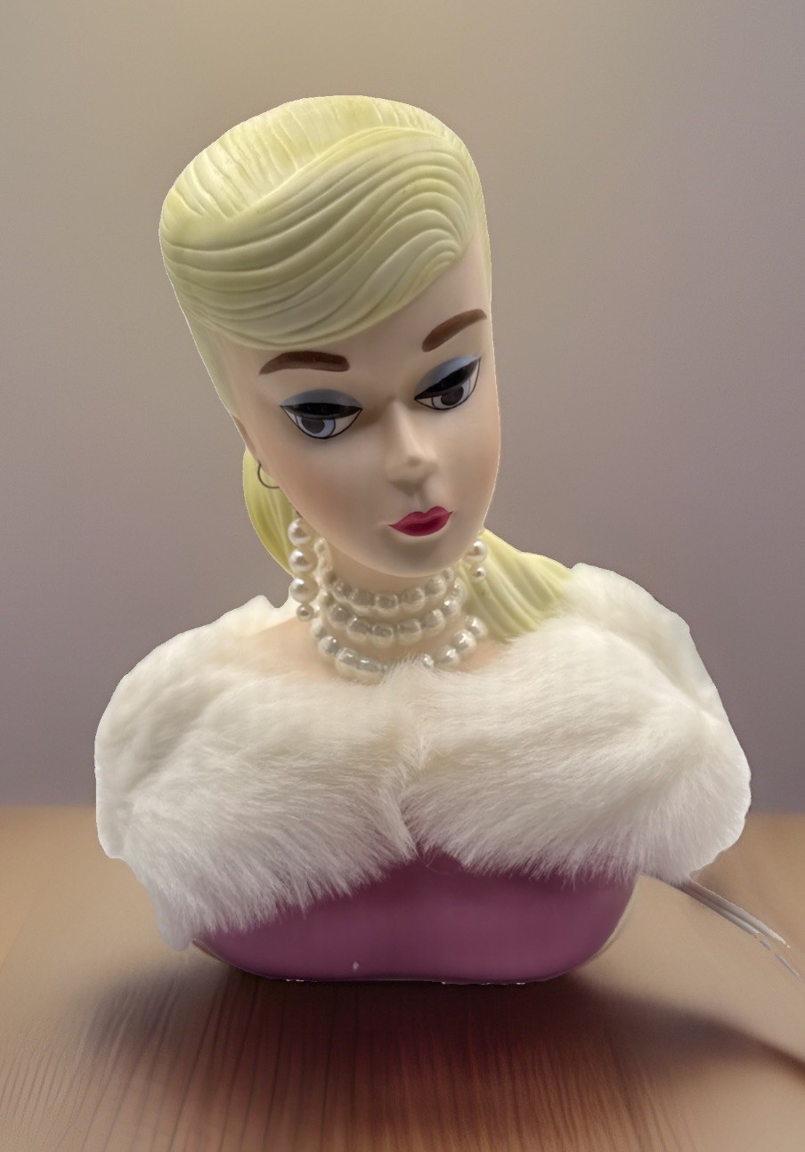 Vintage Enesco Barbie Enchanted Evening Lamp / Night Light Ceramic  Bust W/ Box