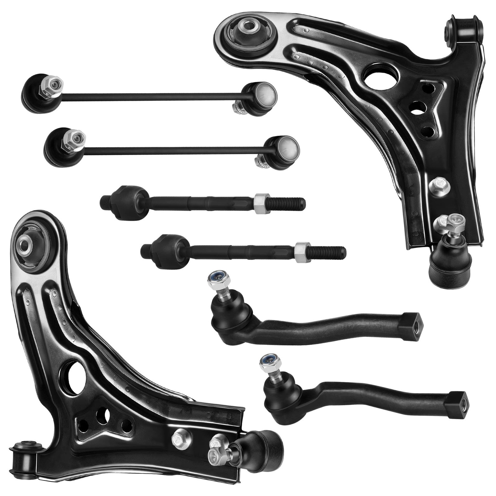 8pc Set Front Lower Control Arm with Ball Joint Inner Outer Tie Rod End Sway ...