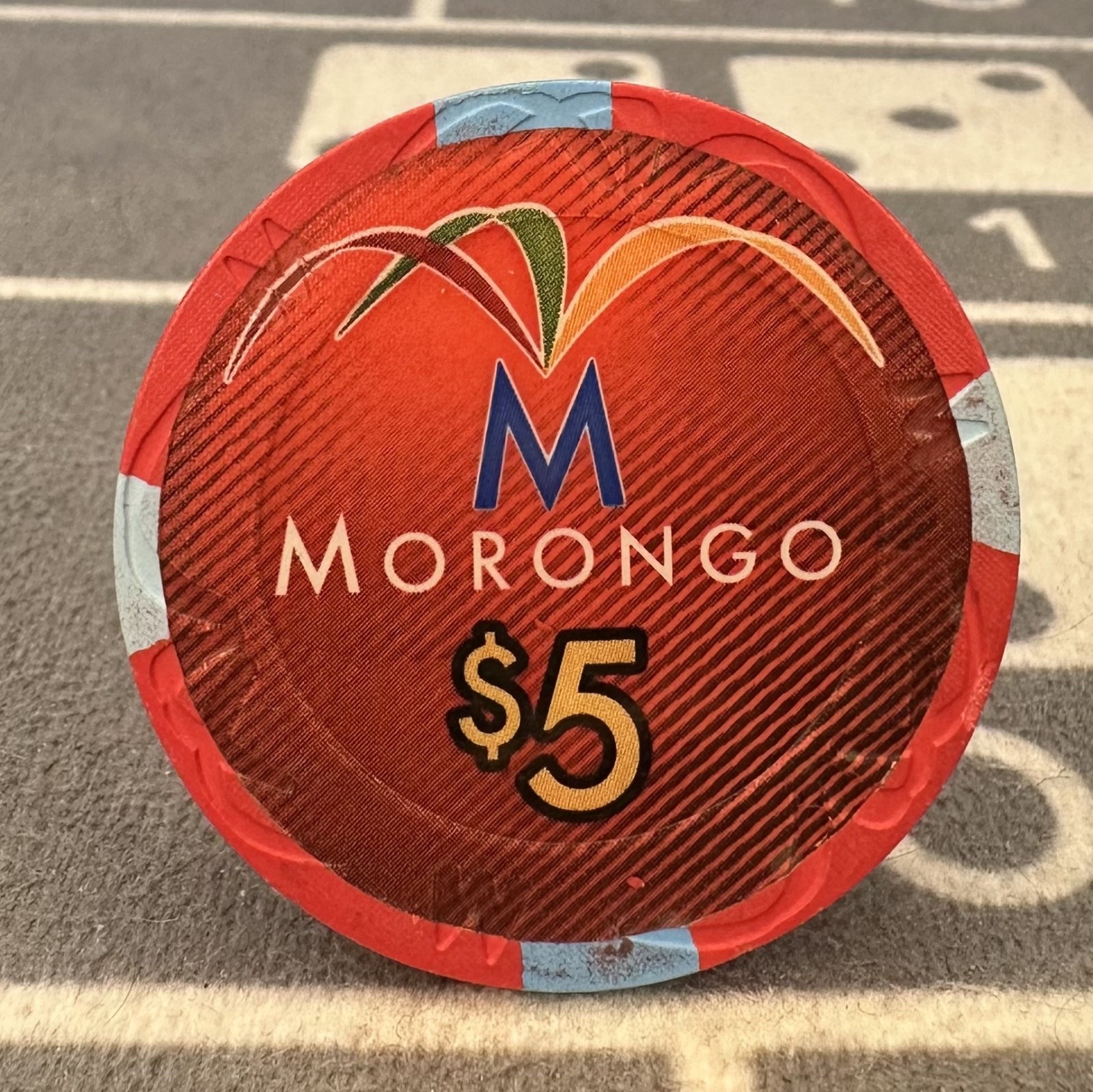 $5 Morongo California casino chip new version $5 Morongo California casino chip new version