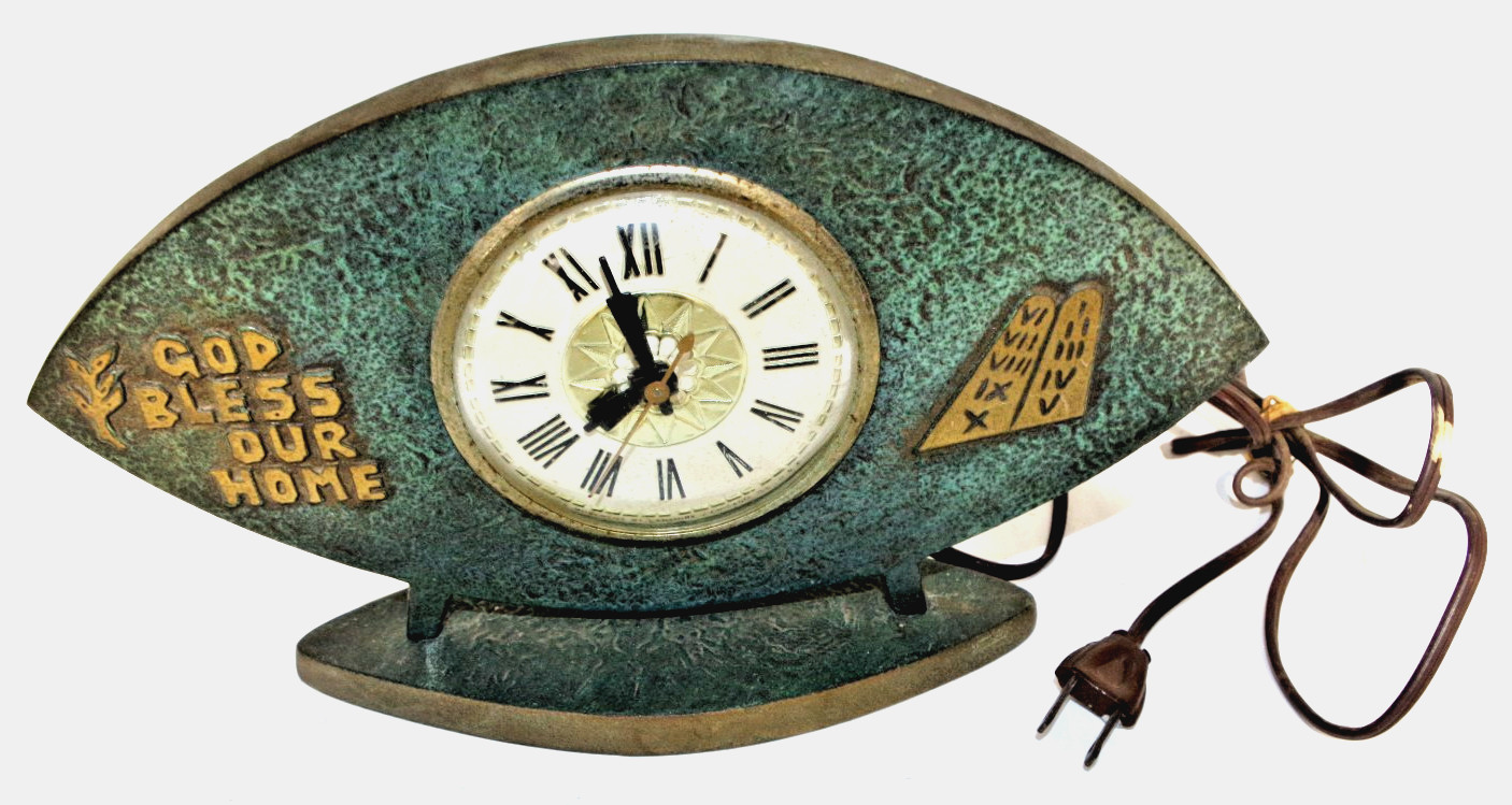 T3 Lanshire Electric Mantle Clock Judaica Israel 10 Commandments & Home Blessing