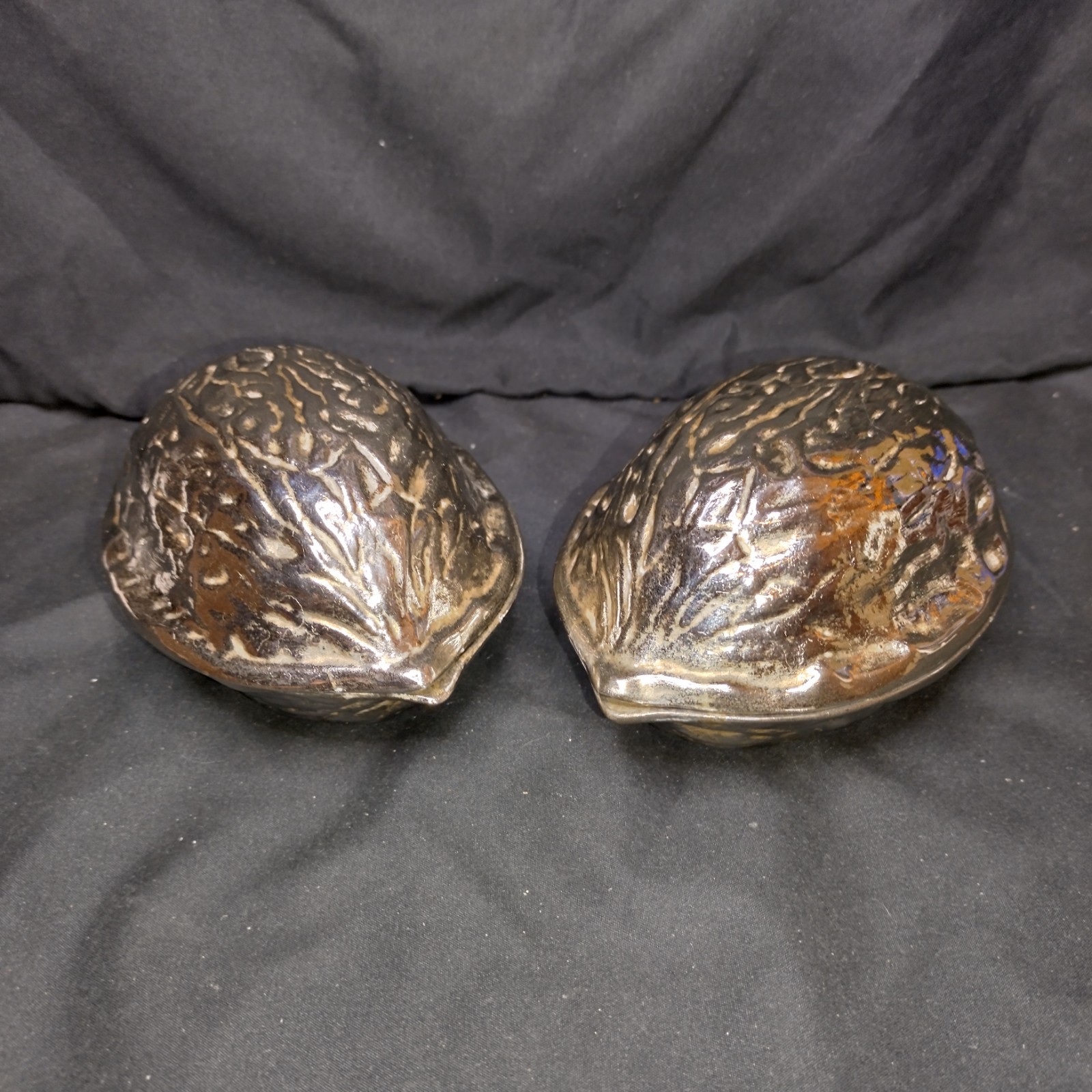 Vintage Silver Plated Walnut Shaped Nutcracker Hinged Pair Mid Century MCM Vintage Silver Plated Walnut Shaped Nutcracker Hinged Pair Mid Century MCM