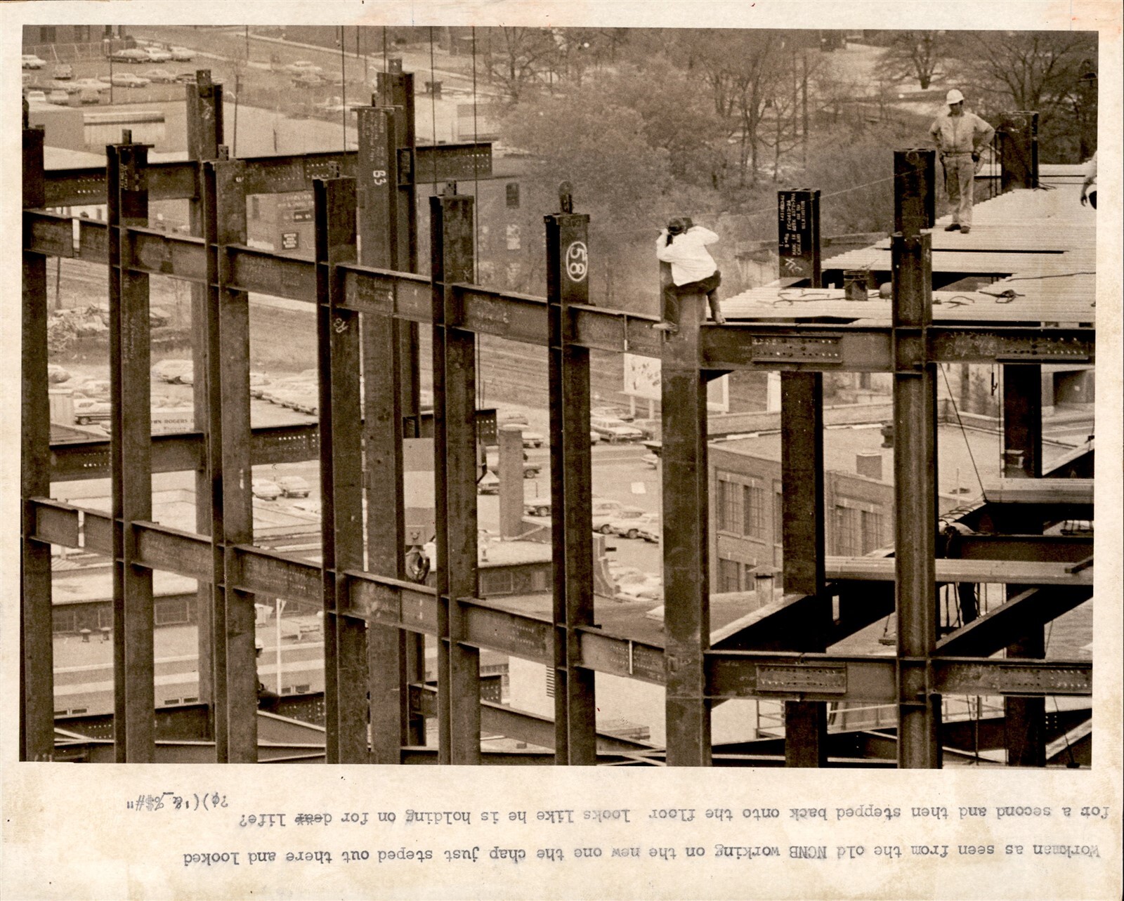 LG17 \'73 Original Jim Strickland Photo STEEL WORKER @ NEW NCNB BANK CONSTRUCTION LG17 \'73 Original Jim Strickland Photo STEEL WORKER @ NEW NCNB BANK CONSTRUCTION