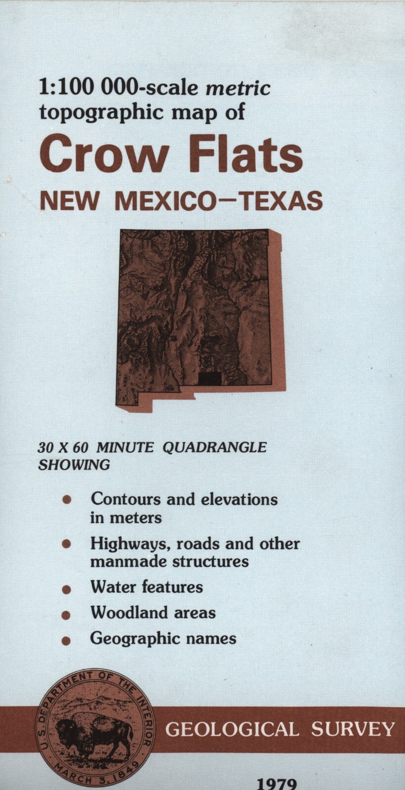 USGS Metric Topographic: Crow Flats, New Mexico - Texas 1979 Topo Map