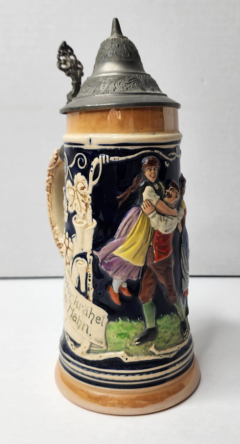 Vtg. German Marzi & Remy Beer Stein w/ Lid - Tyrolean Dancers [Mold 2026] 0.5L