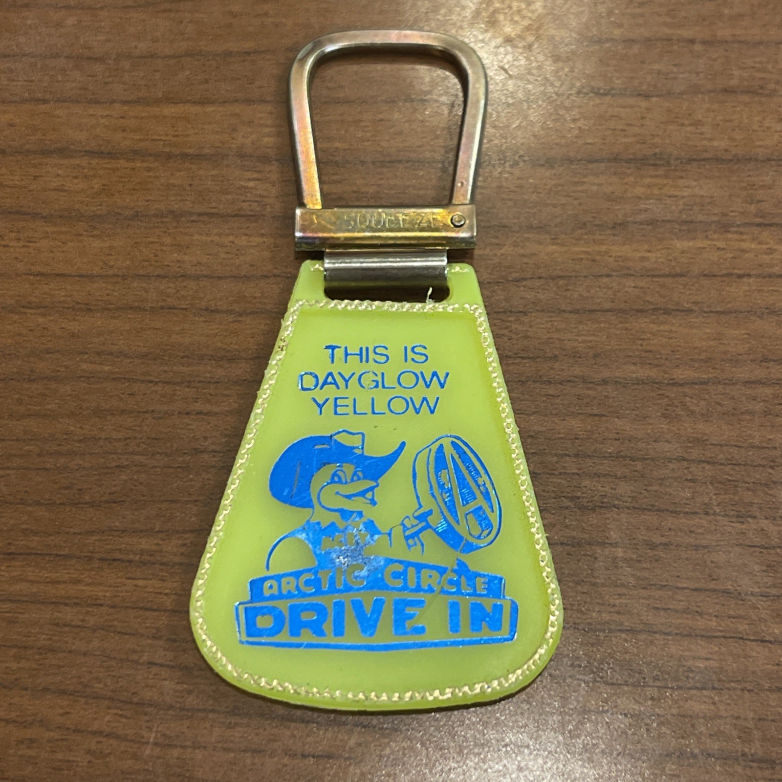 Vintage 1950’s Arctic Circle Drive In Patent Pending Key ring “Dayglow Yellow”
