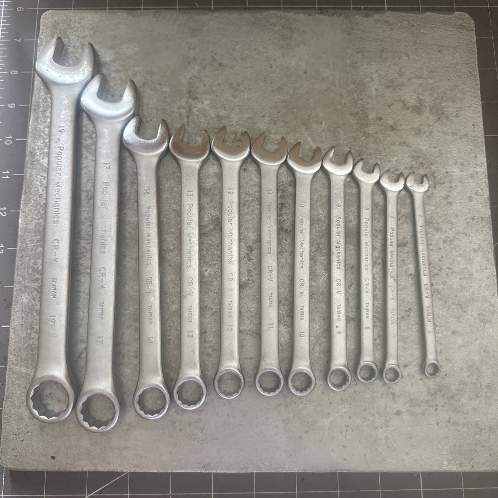 Vintage POPULAR MECHANICS Metric 11pc Combination Wrench Set 12pt. Satin Taiwan Vintage POPULAR MECHANICS Metric 11pc Combination Wrench Set 12pt. Satin Taiwan
