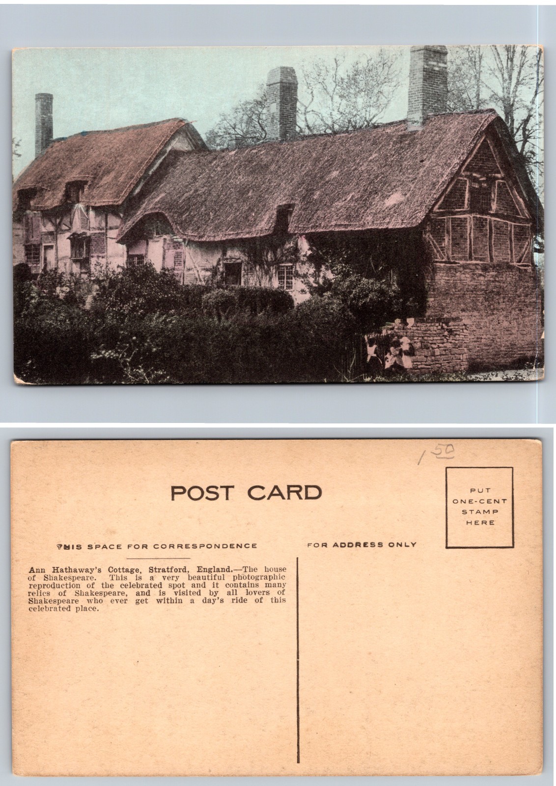 Ann Hathaways Cottage Stratford England Postcard