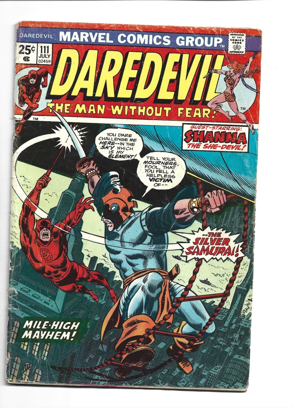 Daredevil #111, Mark Jewelers Insert; Missing Page 7 and Marvel Value Stamp