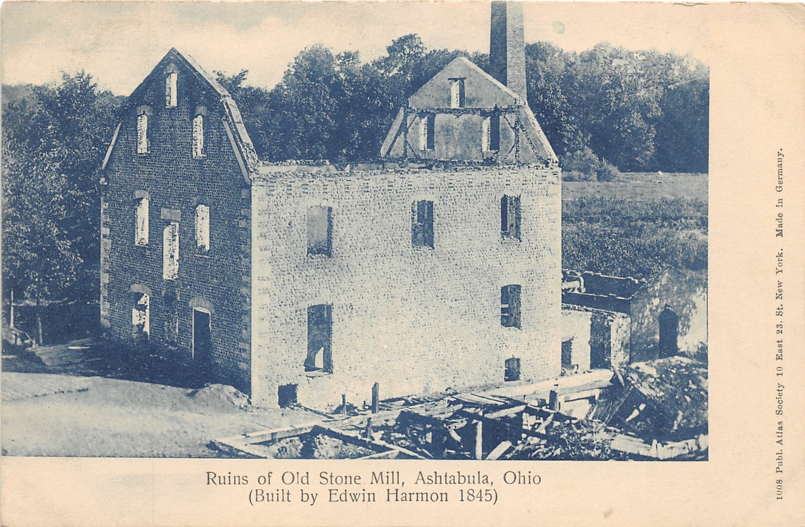 J26/ Ashtabula Ohio Postcard c1910 Ruins old Stone Mill Edwin Harmon 238
