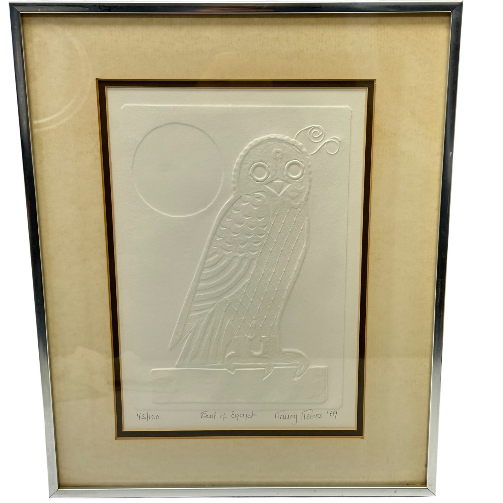 Owl of Egypt 45/100 Limited Edition Artwork Signed  TIANEY TIEMEC
