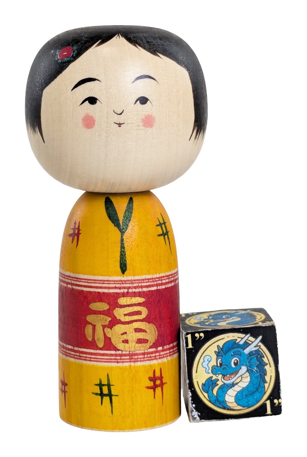 Modern Creative Kokeshi Doll by Traditional Yajiro Artist Sato Hideyuki, 11cm