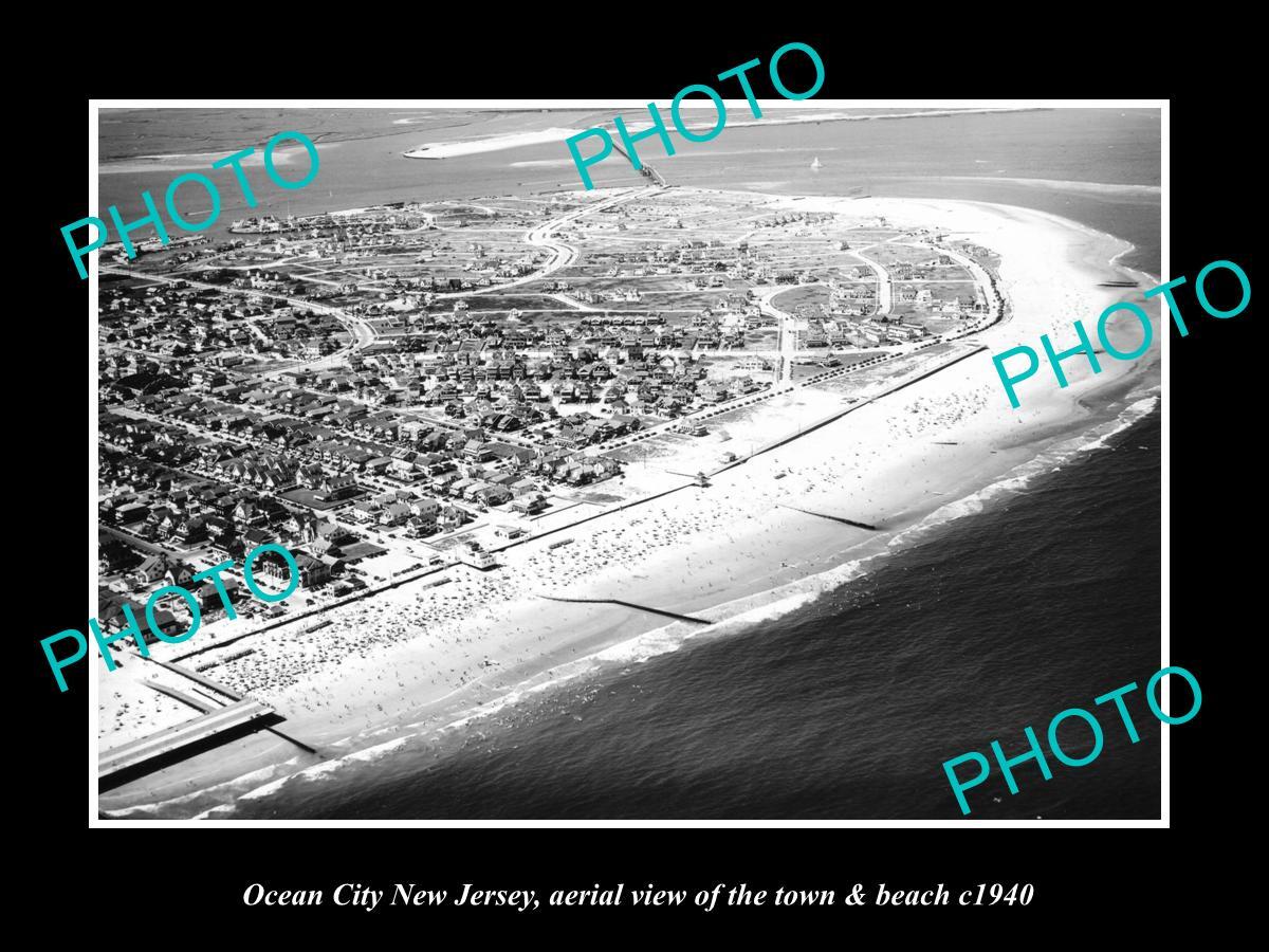 OLD LARGE HISTORIC PHOTO OF OCEAN CITY NEW JERSEY AERIAL VIEW OF TOWN c1940 4
